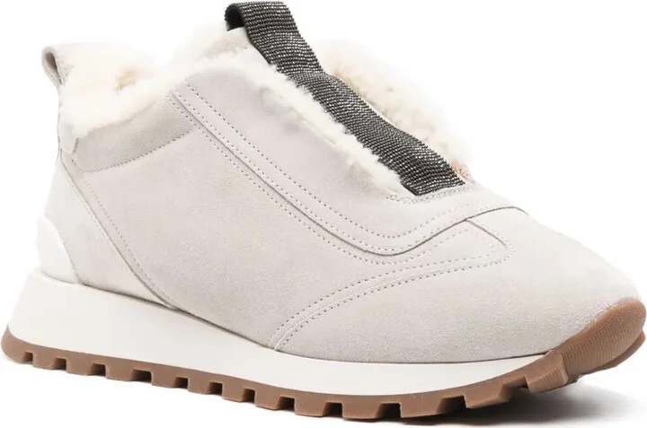 Monili chain-detail suede sneakers - Image 2