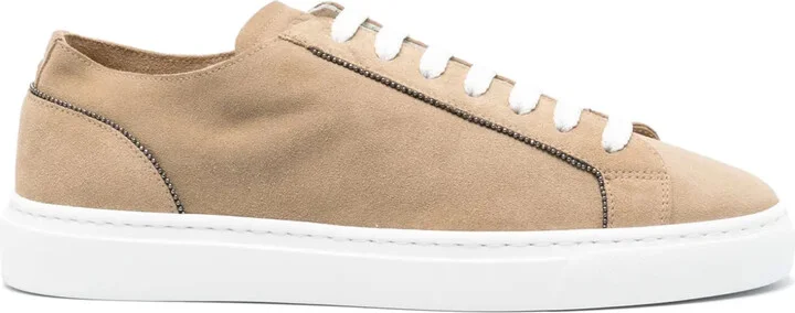 Monili chain-detail suede sneakers