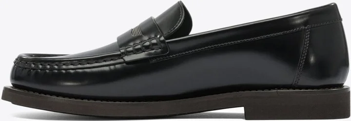 Monili Chain Leather Penny Loafers - Image 2