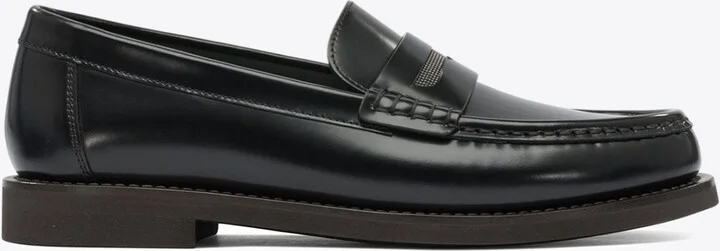 Monili Chain Leather Penny Loafers