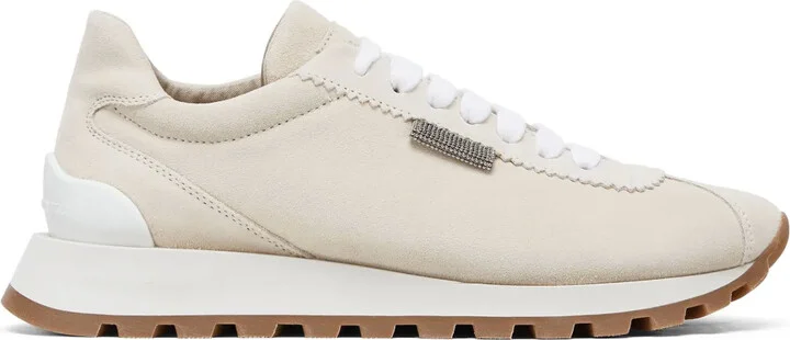Monili-chain suede sneakers