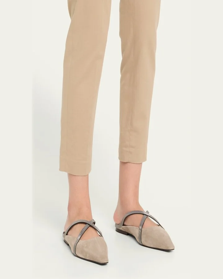 Monili Crisscross Suede Mule Flats - Image 4
