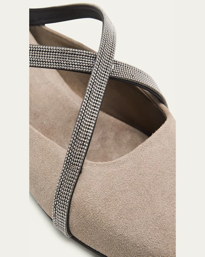 Monili Crisscross Suede Mule Flats - Image 10