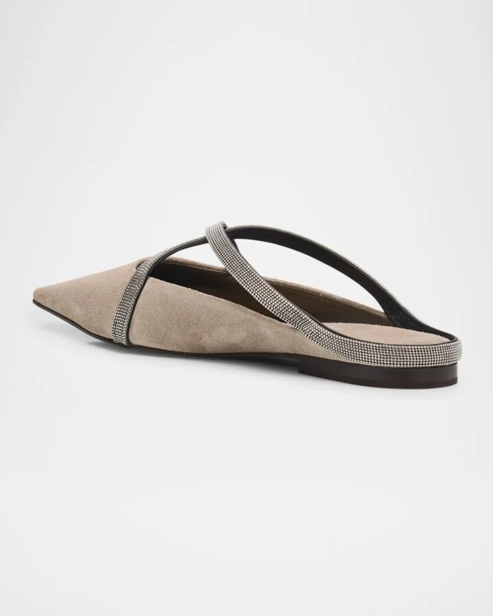 Monili Crisscross Suede Mule Flats - Image 2