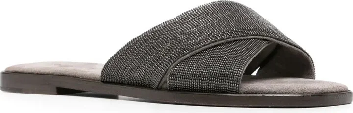 Monili-detail crossover-straps slides - Image 2