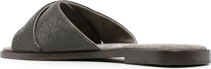 Monili-detail crossover-straps slides - Image 3