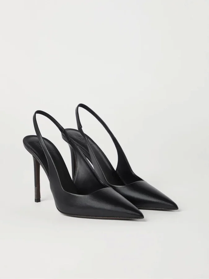Monili-Detail Leather Slingback Pumps - Image 3