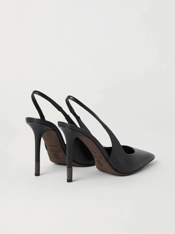 Monili-Detail Leather Slingback Pumps - Image 4