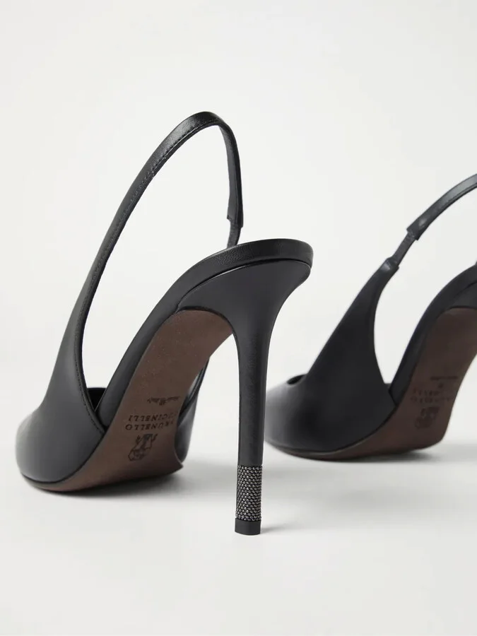 Monili-Detail Leather Slingback Pumps - Image 5