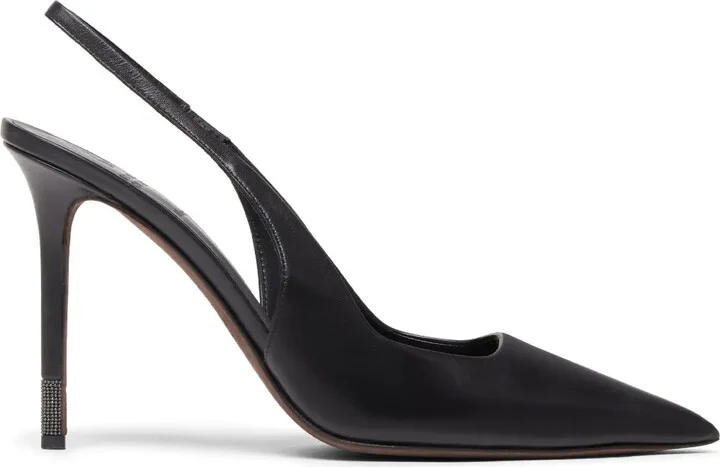 Monili-Detail Leather Slingback Pumps