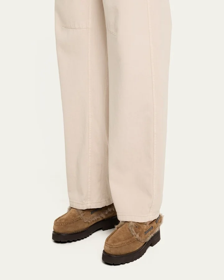 Monili Detail Shearling-Lined Suede Boat Shoes - Image 3
