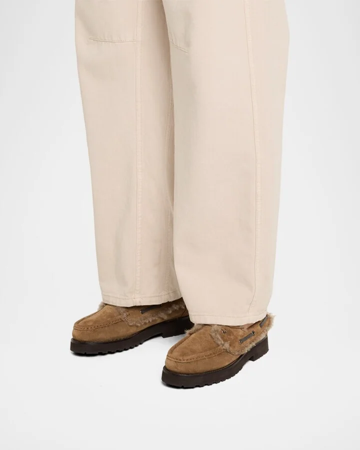 Monili Detail Shearling-Lined Suede Boat Shoes - Image 8
