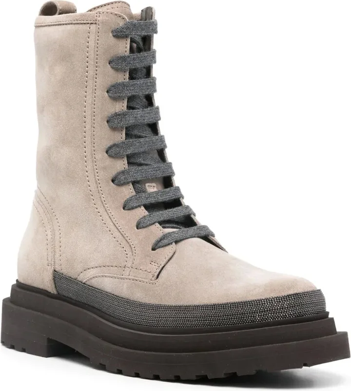 Monili-detail suede boots - Image 2
