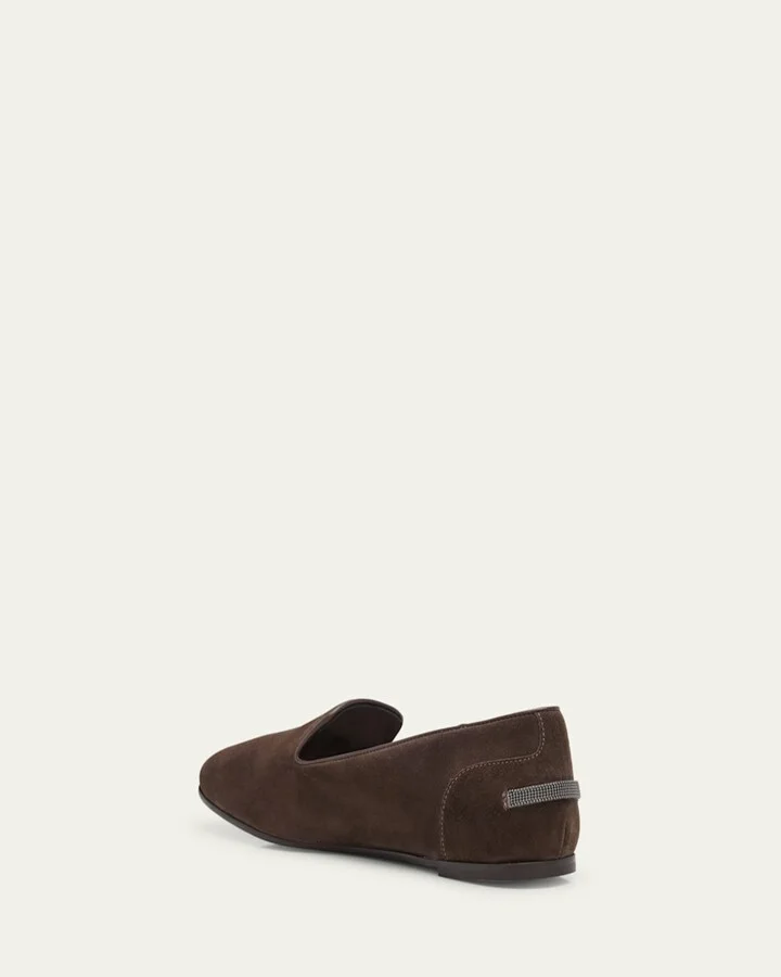 Monili Detail Suede Slippers - Image 4