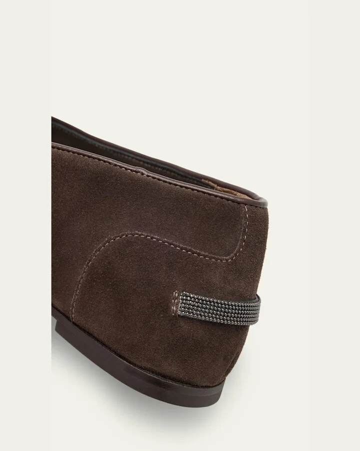 Monili Detail Suede Slippers - Image 5