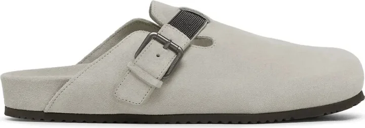 Monili-detail suede slippers
