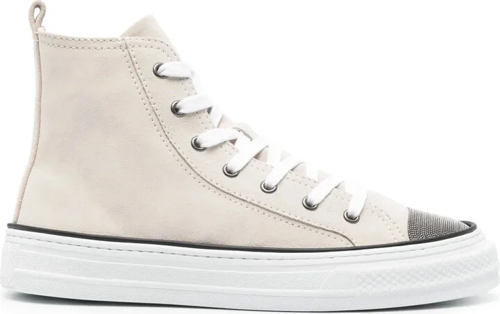 Monili-embellished high-top sneakers