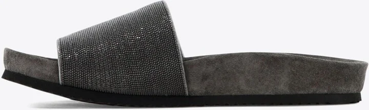 Monili Embellished Leather Slides - Image 2