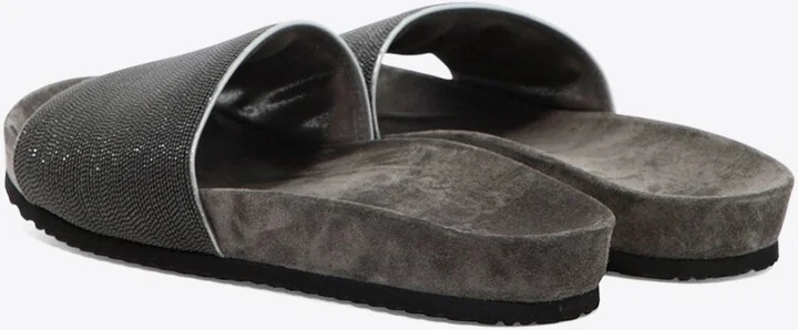 Monili Embellished Leather Slides - Image 3