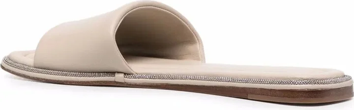 Monili-Embellished Leather Slides - Image 3