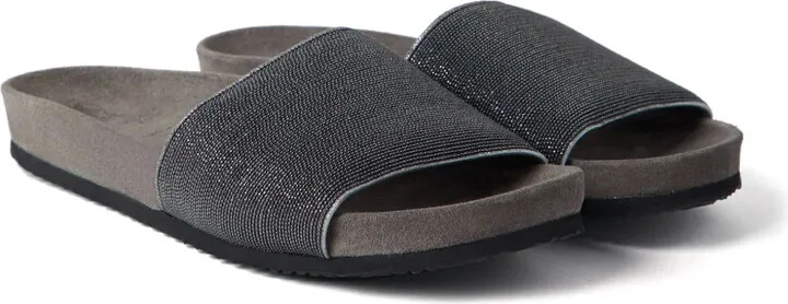 Monili embellished leather slides - Image 2