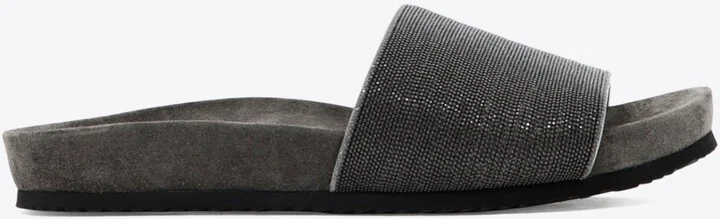 Monili Embellished Leather Slides