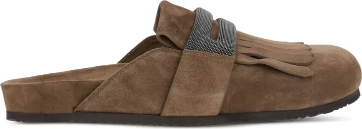 Monili-embellished loafer mules