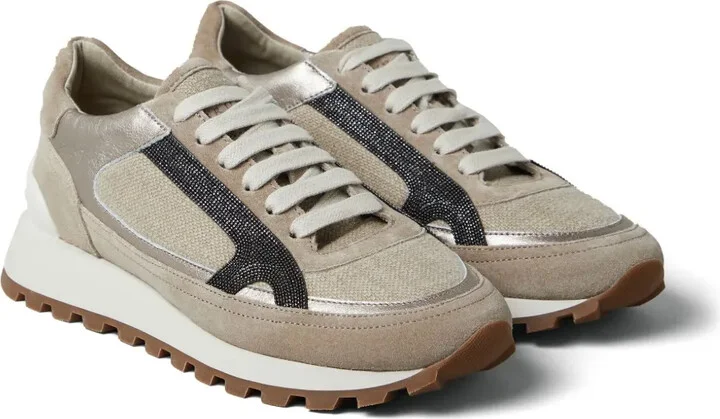 Monili-embellished panelled sneakers - Image 2