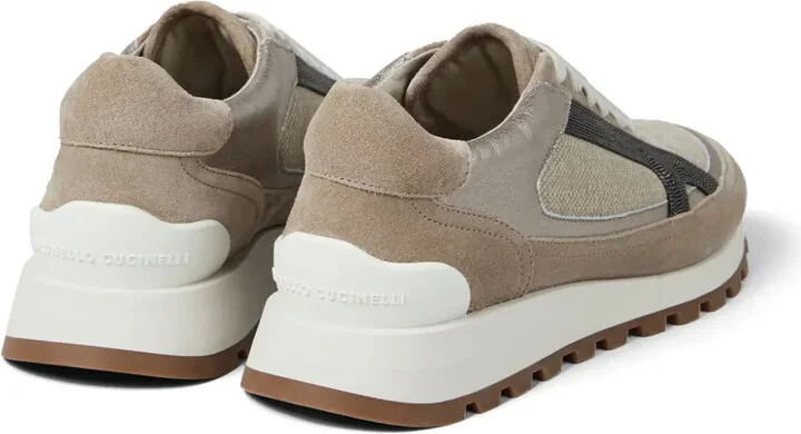 Monili-embellished panelled sneakers - Image 3