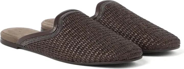 Monili-embellished raffia slippers - Image 2