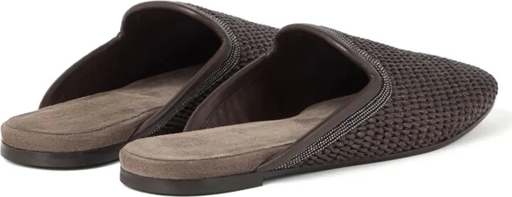 Monili-embellished raffia slippers - Image 3