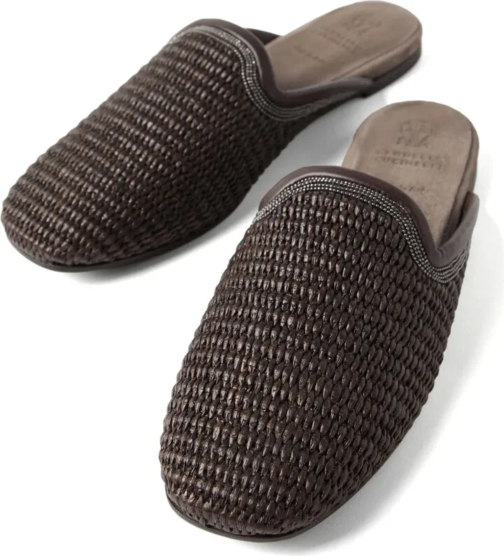Monili-embellished raffia slippers - Image 4