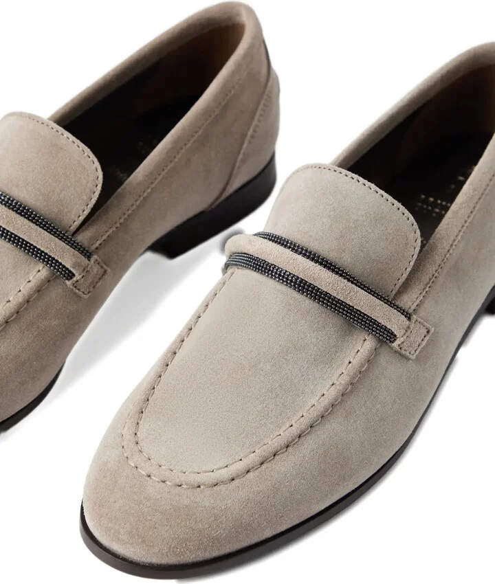 Monili-embellished suede loafers - Image 4