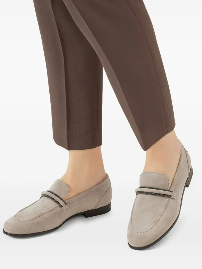 Monili-embellished suede loafers - Image 5