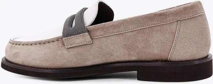 Monili Embellished Suede Penny Loafers - Image 2