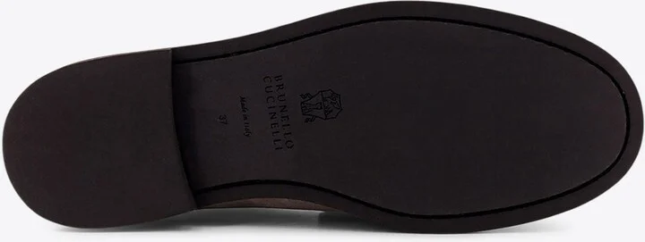 Monili Embellished Suede Penny Loafers - Image 3