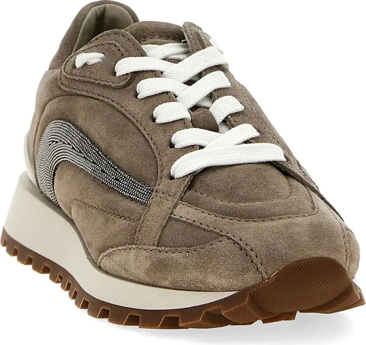 Monili-embellished suede sneakers - Image 2