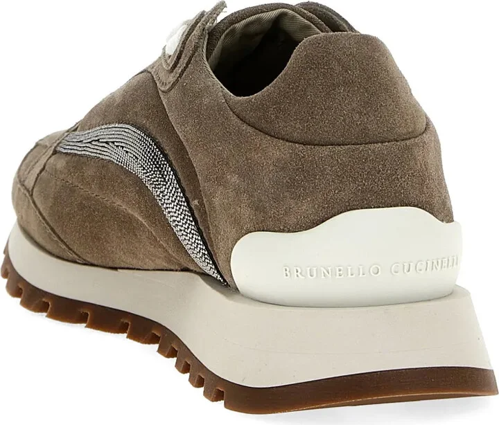 Monili-embellished suede sneakers - Image 3