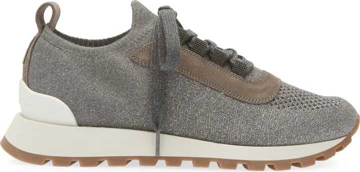Monili Metallic Knit Lace-Up Sneaker - Image 3