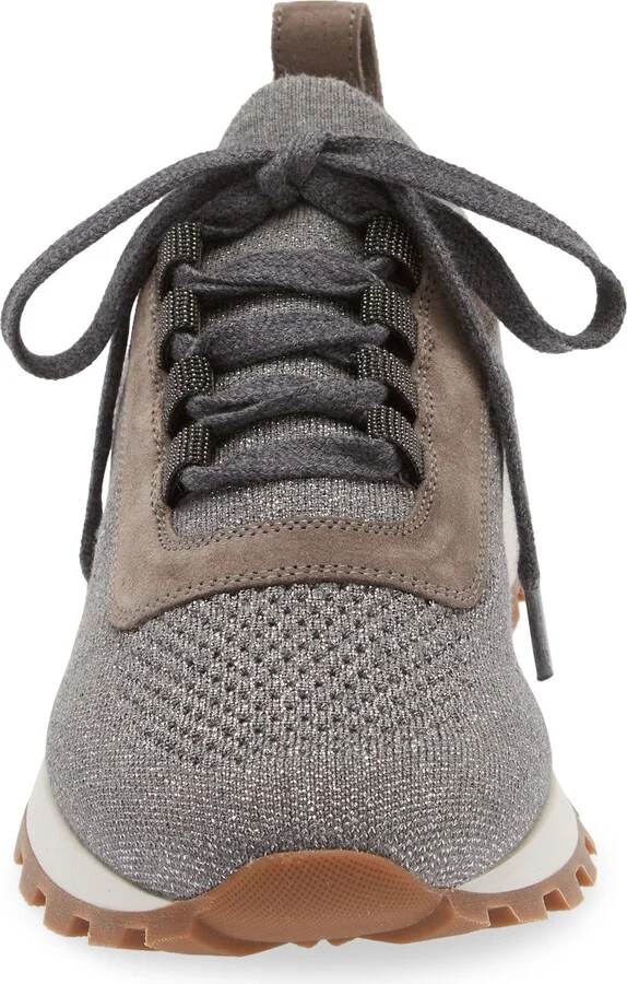 Monili Metallic Knit Lace-Up Sneaker - Image 4