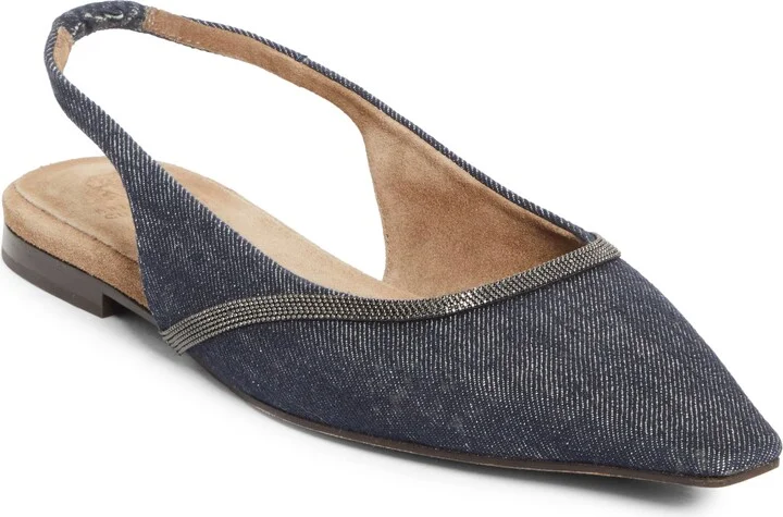 Monili Pointed Toe Slingback Flat