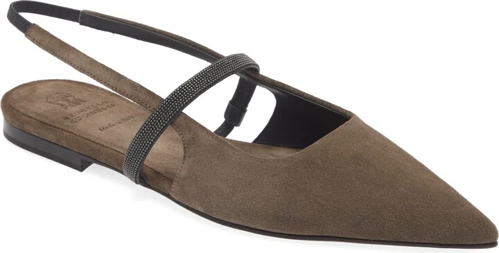 Monili Pointed Toe Slingback Flat