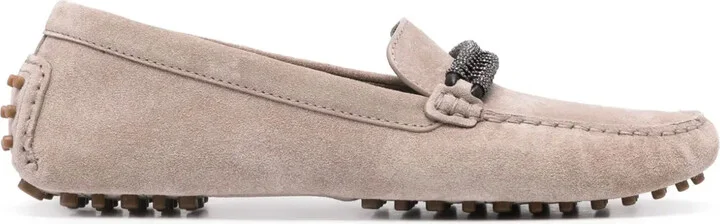 Monili-strap suede loafers
