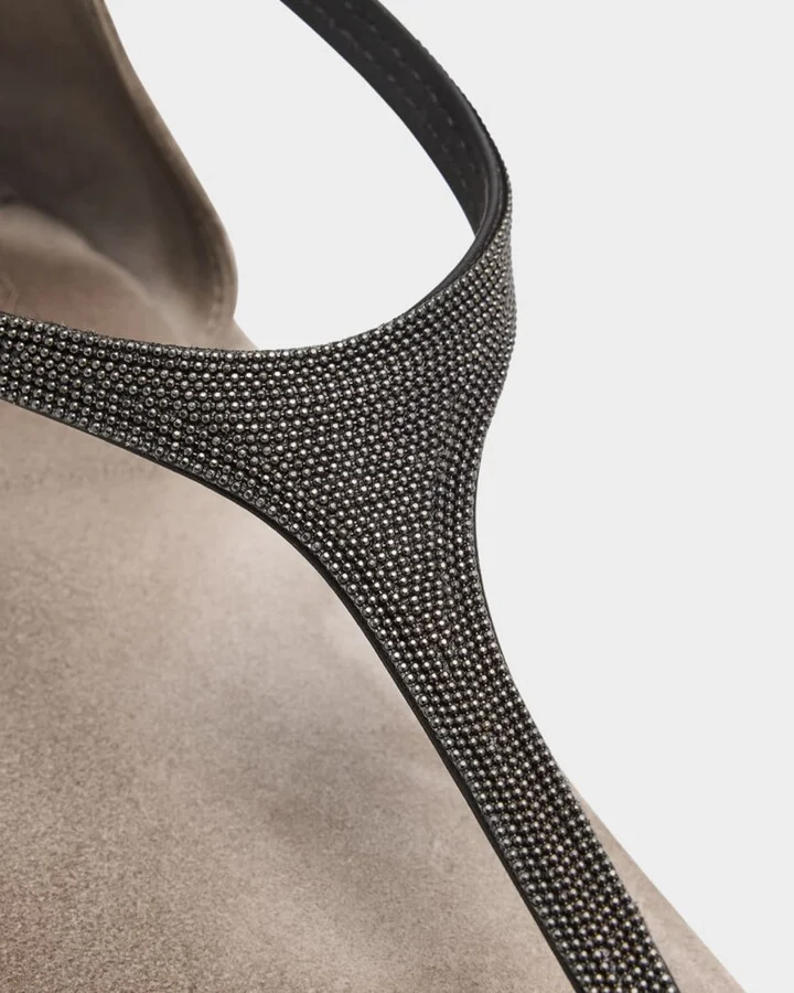 Monili Suede Flat Thong Sandals - Image 10