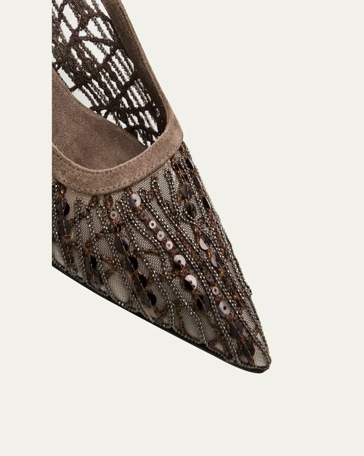 Monili Suede Kitten-Heel Slingback Pumps - Image 4