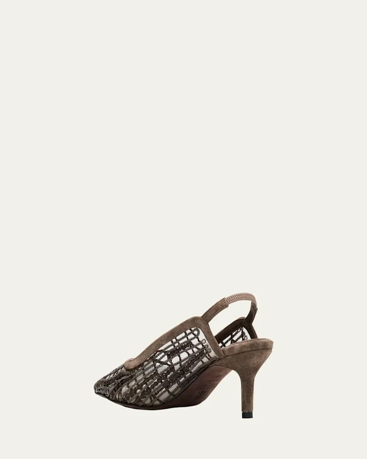 Monili Suede Kitten-Heel Slingback Pumps - Image 5
