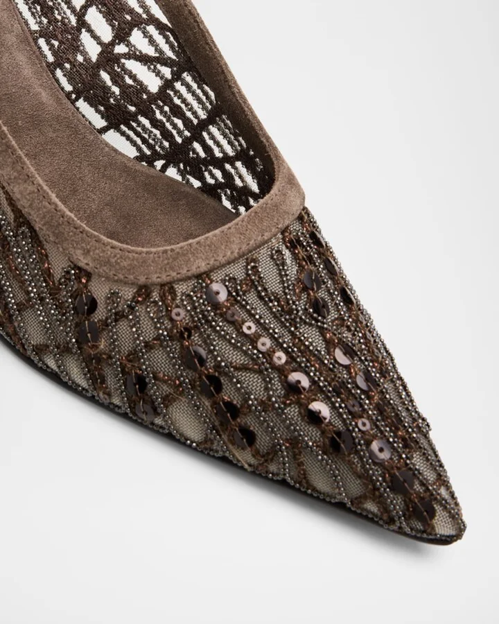 Monili Suede Kitten-Heel Slingback Pumps - Image 3