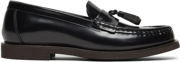 Monili-tassel polished leather loafers