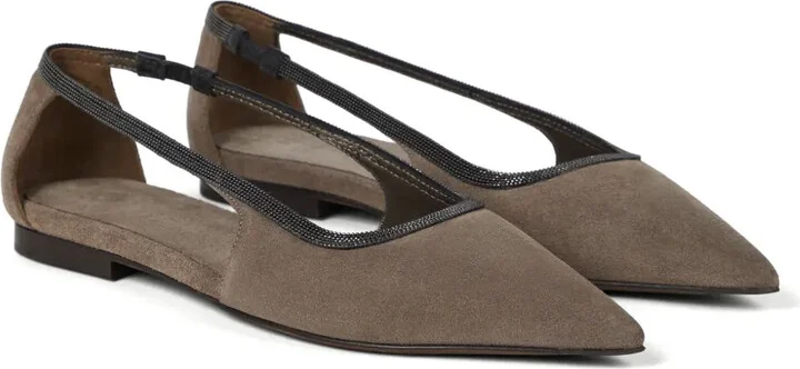 Monili-trim cut-out ballerina shoes - Image 2