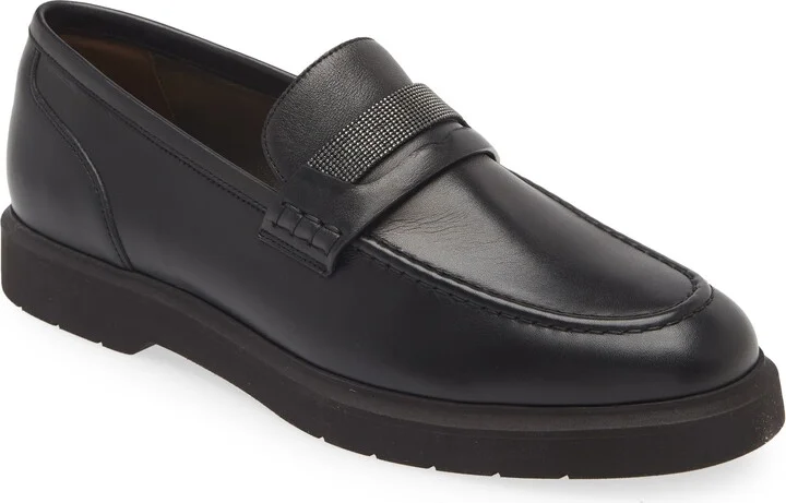 Monili Trim Leather Loafer